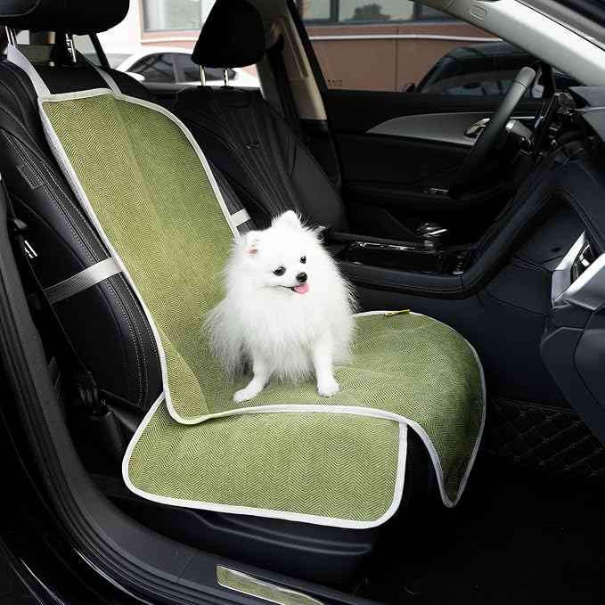 FUNNY FUZZY Dog Car Seat Cover for Front Seat, Dog Seat Cove Waterproof, Scratchproof Non-Slip Car Seat Protector, Universal Fit Most Cars, SUVs, Trucks, Green by FUNNYFUZZY