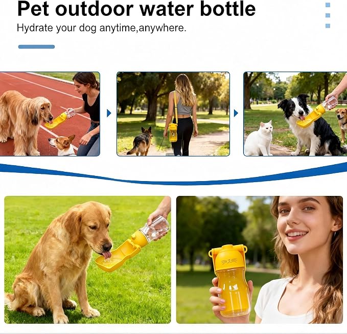 Dog Water Bottle - for Collapsible Small Animals Water Bottle for Walking | Pet Water Bottle 16.9oz Outdoor Walking Drinking Bowl， Dog Accessory for Puppies, Guinea Pigs Hamsters & Bunnies ﻿ - Image 4