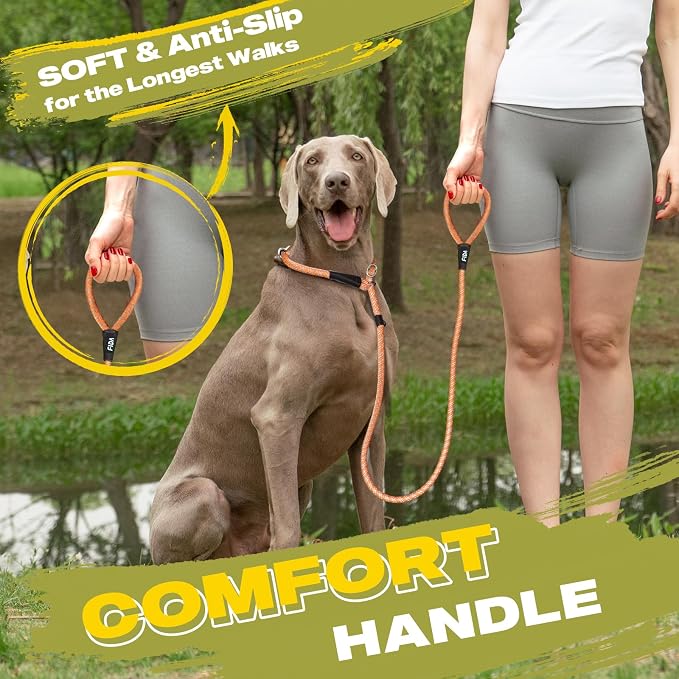 Fida Durable Slip Loop Lead for Large, Medium Dogs, 6 FT x 1/2" Heavy Duty, Comfortable Strong Rope, No Pull Pet Training Leash with Highly Reflective, Orange - Image 6