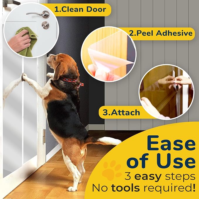 PROTECTO Door Protector from Dog Scratching w/Utility Knife - 2-Pack 60x8 | Door Scratch Protector for Dogs & Cats - Clear Dog Scratch Door Protector for Doors & Frames - No-Residue Door Guard - Image 3