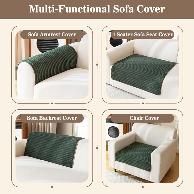 MYSKY HOME 100% Waterproof Couch Cover, Chair Cover for Dogs Washable, Non Slip Couch Headrest Covers Pet Friendly, Sofa Covers Slipcovers Furniture Protector Dog Bed Cover, Moss Green, 35"x35" - Image 3