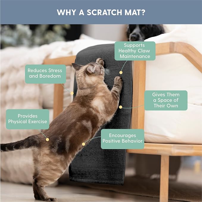 The Cat Ladies Cat Scratch Furniture Protector Mat - Couch Protector from Claws - Anti Scratch Furniture Protectors from Cats Scratching - Sisal Scratcher Pad with Pocket - Dark Grey - Image 6