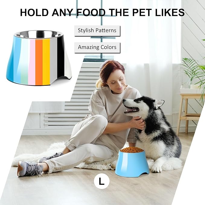 Dog Bowls,Cone Friendly Non Slip Single Dog Bowl with Stainless Steel Inner, Raised Bowls for Small and Medium Dogs Spaniel Dogs Long Ear, High Capacity, L/3 Cups Aqua Blue - Image 6