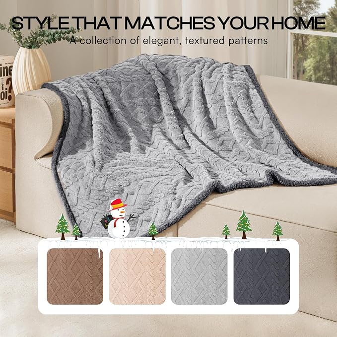 Luciphia Waterproof Blanket for Twin Bed Reversible Fleece Couch Cover | Reversible waterproof pet blanket soft fleece machine washable protect couch bed, Light Grey 85" x 57" - Image 5