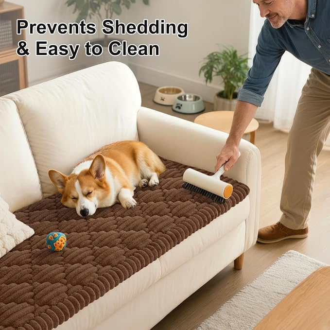 Smiry Couch Cover for Dogs Washable, Non Slip Fuzzy Pet Sofa Protector | Soft Thick Furniture Cover for Sofa, Loveseat and Sectional, Scratch & Pet Hair Resistant (Chocolate, 35.4" x 88") - Image 6