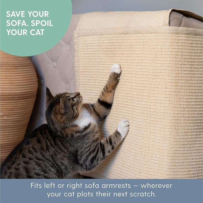 The Cat Ladies Cat Scratch Furniture Protector - 2-in-1 Side Anti Scratch Couch Protector - Adjustable Furniture Protectors from Cats Scratching - Sisal Couch Corner Guard Scratcher - Beige - Image 2