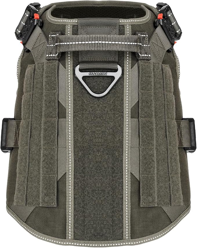 ICEFANG Tactical Dog Harness,for X-Large Dogs,Reflective No Pull Dog Vest | with Control Handle, Adjustable,Front Hook,2 Leash Clips,No Choke,Soft Padded,MOLLE Panel,Green,X-Large - Image 4