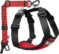Pawaboo Dog Seat Belt Harness for Car, Seatbelt Harness with 2 in 1 Buckle | Adjustable Breathable Harness for Car, Elastic Reflective Heavy Duty Dog Tether, for Small Medium Large Pets, S, Red by Pawaboo