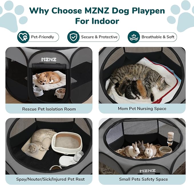 Dog Cat Small Animal Puppy Playpen Crate, Small, Dark Grey | Portable Pop Up Pet Cage Enclosure Tent Kennel Indoor Outdoor with Carrying Case, No Assembly, Camping Use - Image 4