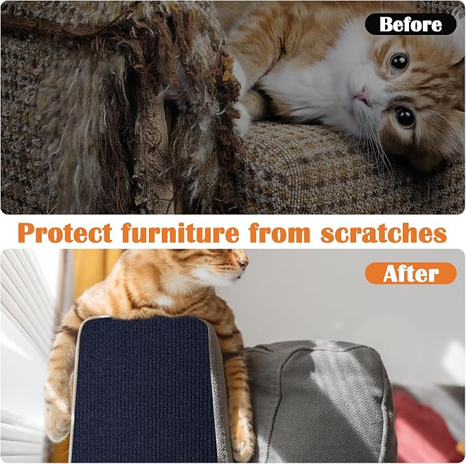 Cat Scratch Furniture Protector - 138" x 13.8" Trimmable Self-Adhesive Cats Claws Scratch Pads, DIY Cat Climbing Couch Protector for Scratch Post Cat Tree Replacement Indoor (Dark Blue) - Image 4
