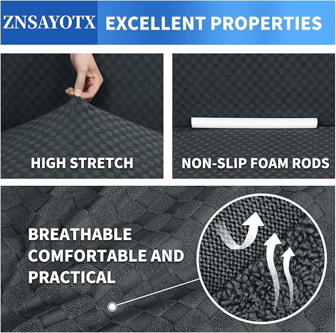 ZNSAYOTX 1 Piece Jacquard Chair Slipcovers for Living Room High Stretch Chair Covers with Arms Anti Slip Pets Friendly Couch Sofa Armchair Cover Furniture Protector (Chair, Dark Grey) - Image 4