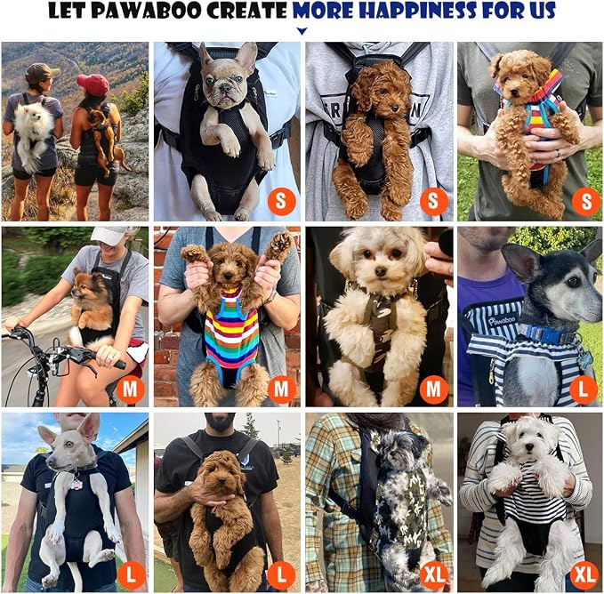 Pawaboo Pet Front Carrier Backpack for Small Medium Dogs | Legs Out Easy-fit,Adjustable Straps,Hands-Free,Soft Padded Support for Travel Hiking Cycling Camping,Blue Stripes,S - Image 3