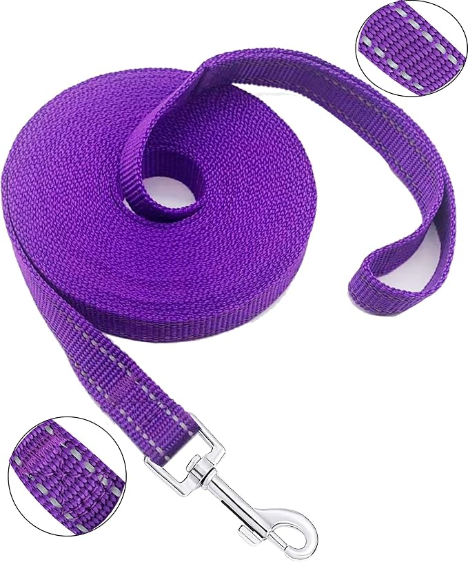Nylon Training Dog Leash for Small Medium Dogs, 15ft 20ft 30ft 50ft 100ft Reflective Long Leash Dog/Puppy Lead for Obedience Recall Training, Camping - Image 2