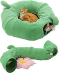 PEQULTI Flower Donut Cat Tunnel Bed Washable Plush Mat Multi for Small Pets | Round play tube with soft detachable plush mat, multi-pet toy fit indoor cats, kittens, puppies, rabbits and ferrets by PEQULTI