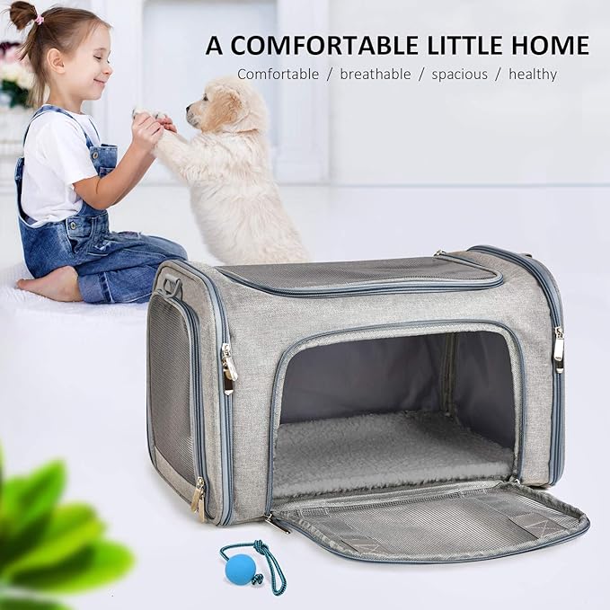 Henkelion Large Cat Carriers Dog Carrier Pet Carrier for Cats Dogs Puppies up to 25Lbs, Big Dog Carrier Soft Sided, Travel Puppy Carrier - Large - Grey - Image 7