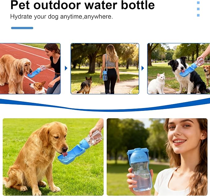 Amerisun Dog Water Bottle16.9 OZ Collapsible Leak-Proof Pet Water Bowl | Collapsible Water Bottle,Suitable for Dog, Cat, Puppy Guinea Pig Hamster & Bunny Ideal for Walking Hiking(A012B-blue) - Image 3