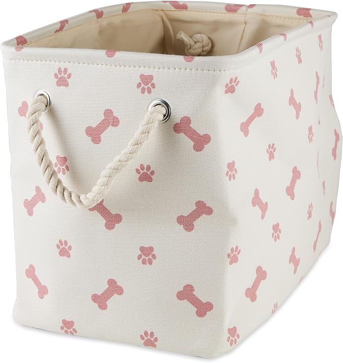 Bone Dry Pet Storage Collection Paw and Bone Print, Medium Rectangle, 16x10x12, Rose - Image 2