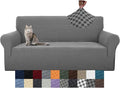 YEMYHOM Couch Cover Latest Jacquard Design High Stretch Sofa Covers for 3 Cushion Couch, Pet Dog Cat Proof Slipcover Non Slip Magic Elastic Furniture Protector (Large, Dark Gray Checkered) by YEMYHOM