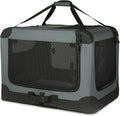Amazon Basics 4-Door Portable Folding Soft Dog Crate, Collapsible Travel Kennel for Cat, Dog, and Other Small Animals, Pop Up with Easy Transportation, Grey, M 30" x 21" x 21" by AmazonBasics