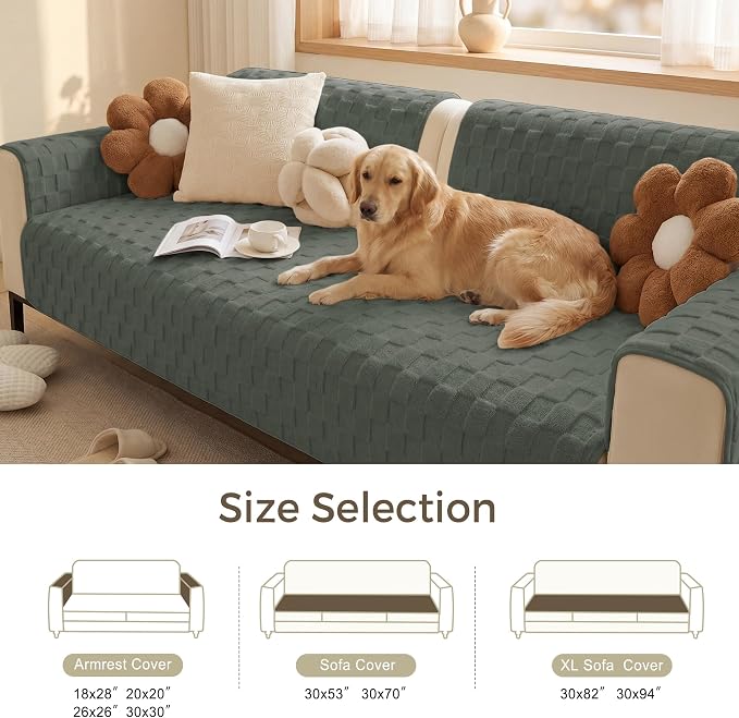 Foxdecor Couch Cover for Dogs Sofa Covers Non Slip Couch Pad Pet Friendly | Pet Couch Covers Washable Sofa Protector, Furniture Cover Couch Seat Protector for Living Room, Grey 30x70 Inch - Image 6