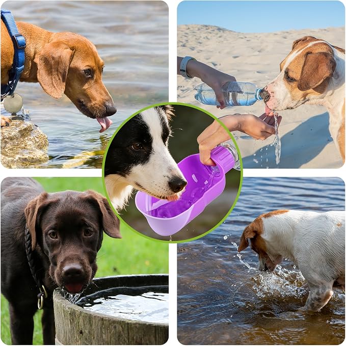 Dog Water Bottle, Leakproof Portable Water Bottle for Dogs, Dog Travel Water Bottles with Convenient Bottles Strap, Dog Travel Accessories for Walking, Hiking, Outdoor, Camping (17oz Purple - Image 6