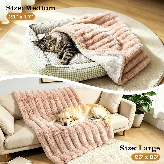 Dog Blanket for Small Dogs, Soft Rabbit Fur Puppy Blanket 25x35 Coffee | Nodarko Double-Sided 600GSM Rabbit Fur & Fleece Dog Blanket, Washable Pet Blanket for Couch, Crate & Car Seat - Image 3