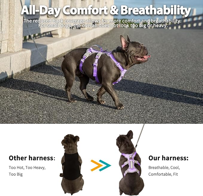 Escape Proof Dog Harness,Secure Dog Harness No Escape,Fully Reflective Harness with Handle,Breathable,Durable,Adjustable Vest for Small Dogs Walking,Training & Running Gear(Lavender Purple,XS) - Image 5