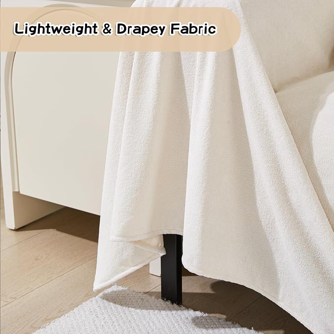 MEETSKY Couch Cover for 3 Cushion Cat Scratch Proof Couch Protector Washable Non Slip Sofa Covers Sectional Couch Covers for Dogs Soft L Shape Sofa Slipcover for Pets Kids, 91" x 134", Creamy White - Image 5