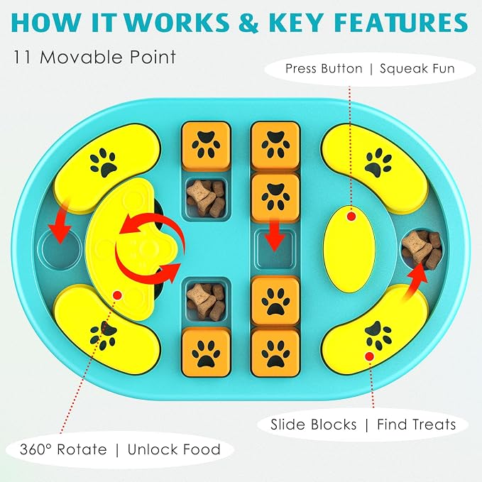 Dog Puzzle Toy, Interactive Treat Dispensing Toys, Blue | Dog Enrichment Toys, IQ Training & Mental Stimulation, Non-Slip Slow Feeder, For Puppies Small Medium Large Dogs Cats - Image 5