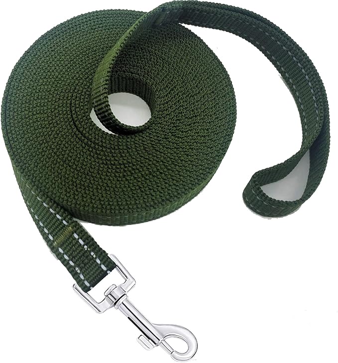 Nylon Training Dog Leash for Small Medium Dogs, 15ft 20ft 30ft 50ft 100ft Reflective Long Leash Dog/Puppy Lead for Obedience Recall Training, Camping by MANDAO