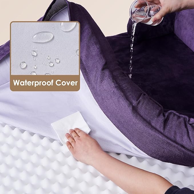 EHEYCIGA Orthopedic Dog Beds Large Sized Dog, Waterproof Washable Pet Bed | Non-Slip Bottom and Egg-Crate Memory Foam XL Dog Couch Bed with Washable Removable Cover, Purple, 41Inch - Image 6