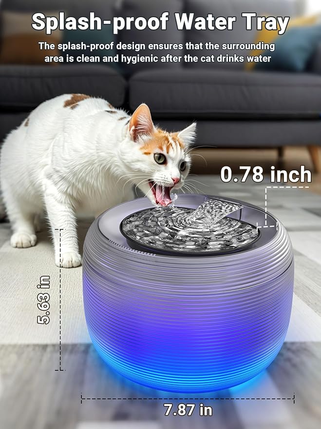 Kastty 3.5L/118oz Large Capacity Cat Water Fountain for Cats Quiet FS75 | Automatic Pet Water Fountain for Cats Indoor with Water Level LED Light, Multi-Filtration Easy Cleaning Cat Fountains for Pet - Image 7
