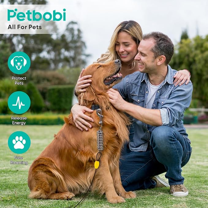 Petbobi Dog Tie Out Cable and Stake, 40ft Heavy Duty Dog Leads for Yard | 4in Shock Spring, 16in Spiral Ground Anchor, 360° No-Tangle Swivel, Chew-Proof Rustproof Wire, Up to 120 lbs, Outdoor Camping - Image 6