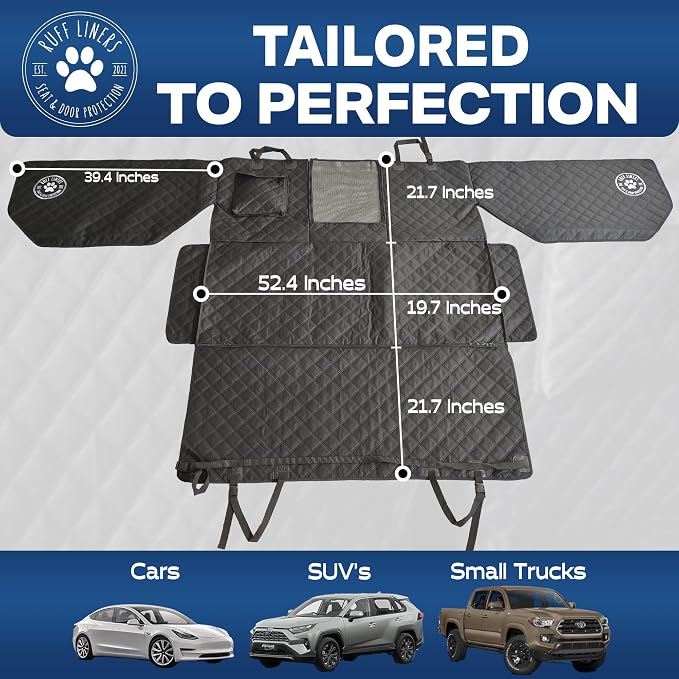 Ruff Liners Dog Hammock for Car, Waterproof - As Seen on Shark Tank | Patented door panel protection, waterproof, machine-washable, heavy-duty materials with touch fasteners and belt slots - Image 6