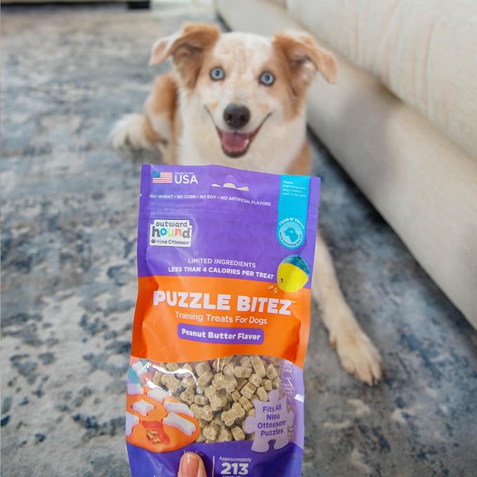 Outward Hound by Nina Ottosson Puzzle Bitez USA Made Dog Treats,Peanut Butter Flavor,Bite-Sized Training Reward and Interactive Puzzle Toy Treats,7.5oz,(Pack of 2) - Image 9