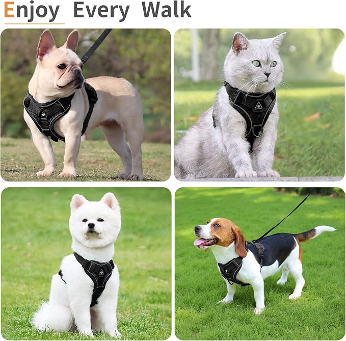 Dog Harness Medium Sized Dog Pet Vest with Leash Set Black XL | Adjustable Puppy Vest Harness, No Choke No Pull, Soft Padded, Step-in Dog Vest, Reflective Cat Harness, Breathable Air Mesh - Image 6