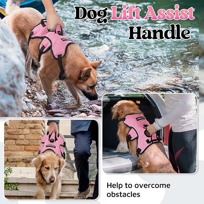rabbitgoo Escape Proof Dog Harness for Large, No Pull with Lift Handle | No Escape, Full Soft Padded, Reflective Adjustable Vest, Leash Clip for Walking Hiking Training, Pink, Large - Image 3