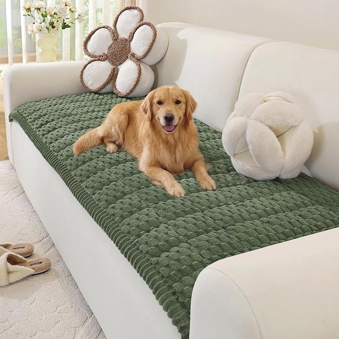 OstepDecor Couch Cover for Dogs, Washable Non Slip Sofa Cover for Pets | Soft Couch Covers for Sofa, Loveseat and Sectional, Furniture Protector Against Pet Hair & Dirt (27.6" x 59", Green) by OstepDecor