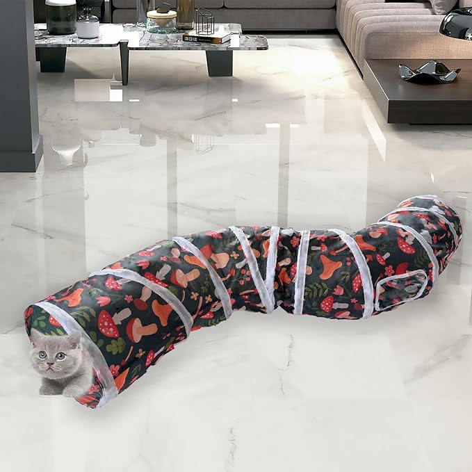 Sheldamy Cat Tunnel, S-2-Way Cat Tunnels for Indoor Cats, Collapsible Cat Play Tunnel, Interactive Toy Maze Cat House for Cats, Puppy, Kitty, Kitten, Rabbit - Image 6