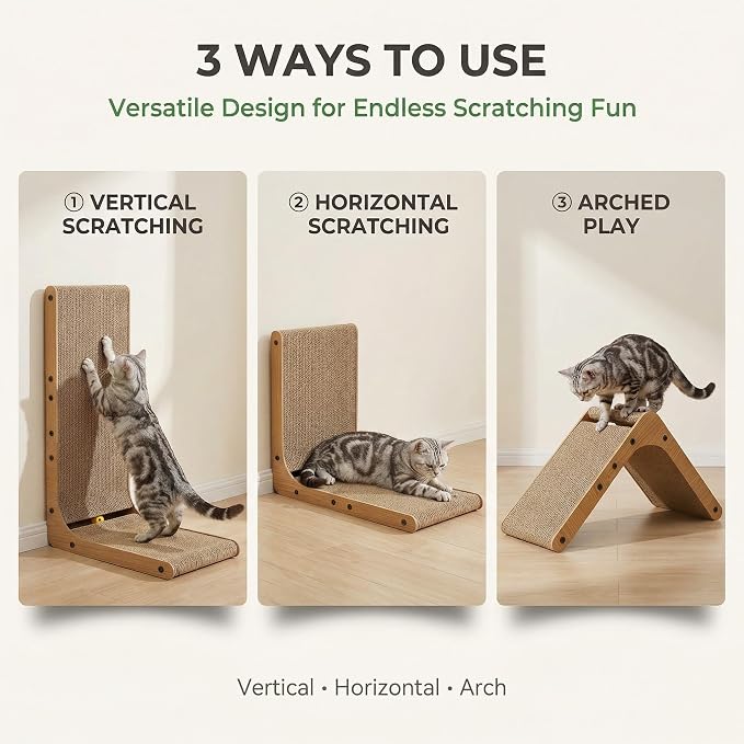 L Shaped Cat Scratcher for Indoor Cats, Cat Scratching, Cat Scratch Pad, 26.8 Inches Tall Scratching Post with Sturdy Base, Durable Cat Scratch Pad for Kittens & Adults, Furniture Protector - Image 7