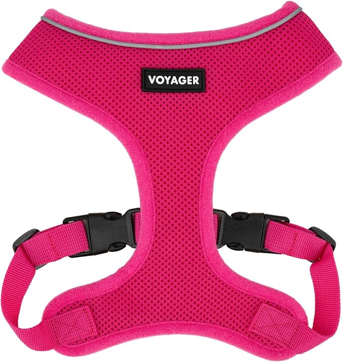 Best Pet Supplies Voyager Aerolite Over the Head Dog Harness, No Pull Breathable Air Mesh Vest, Quick Dry with Reflective Stitching, Adjustable Escape Resistant Harness - Fuchsia, Large by BestPetSuppliesLLC