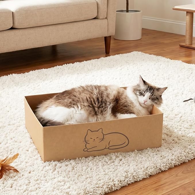 Multi-Use Cat Scratcher, 17.5" Large Cat Scratcher Pad 5 Pcs with Box, Reversible Cardboard Cat Scratcher Lounge for Indoor Cats and Kittens, Post and Furniture Protector - Image 2