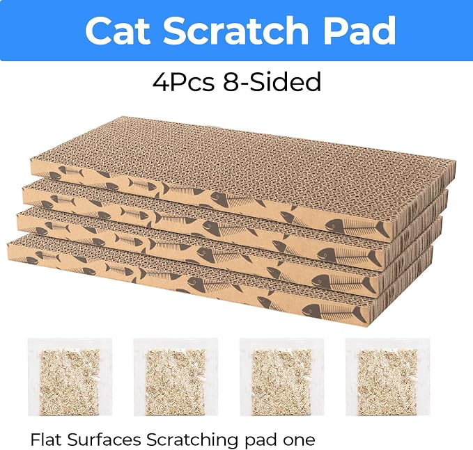 Mini Cat Scratching Board 4pcs Brown Cardboard Cat Scratcher Scratch Pad for Indoor Cats - Image 3