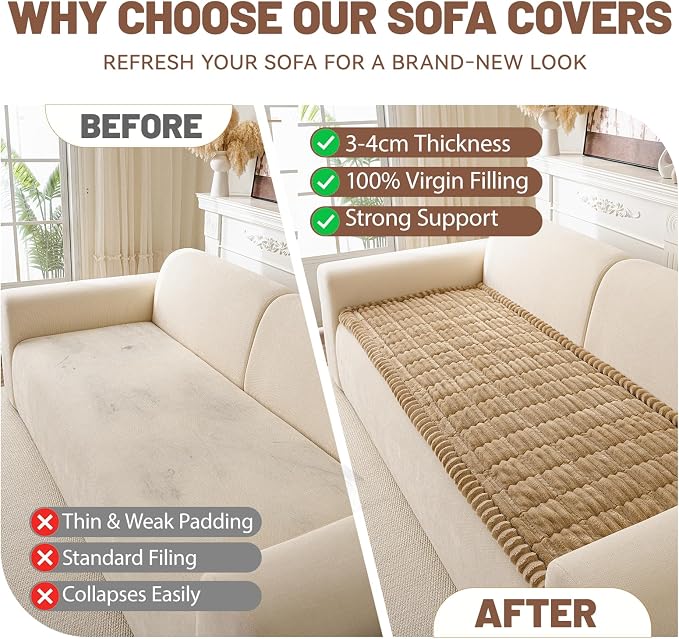 Couch Cover for Dogs Washable, Non Slip Soft Cozy Waterproof Brown | Pet Friendly, Fuzzy Durable Plush Thick Slipcovers for 3 Cushion Sofa Cover Protector Mat Bed Furniture Couches 27.6"x82.7" - Image 6