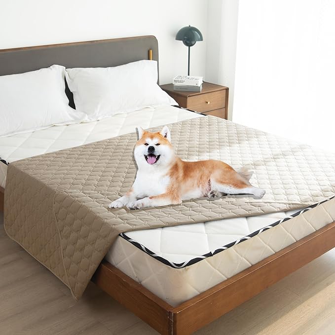gogobunny 3X Stronger Waterproof Pet Blanket, Scratch Proof Furniture Protector for Dogs Cats, Reversible Cover 68x82 Inch, Dark Beige - Image 5