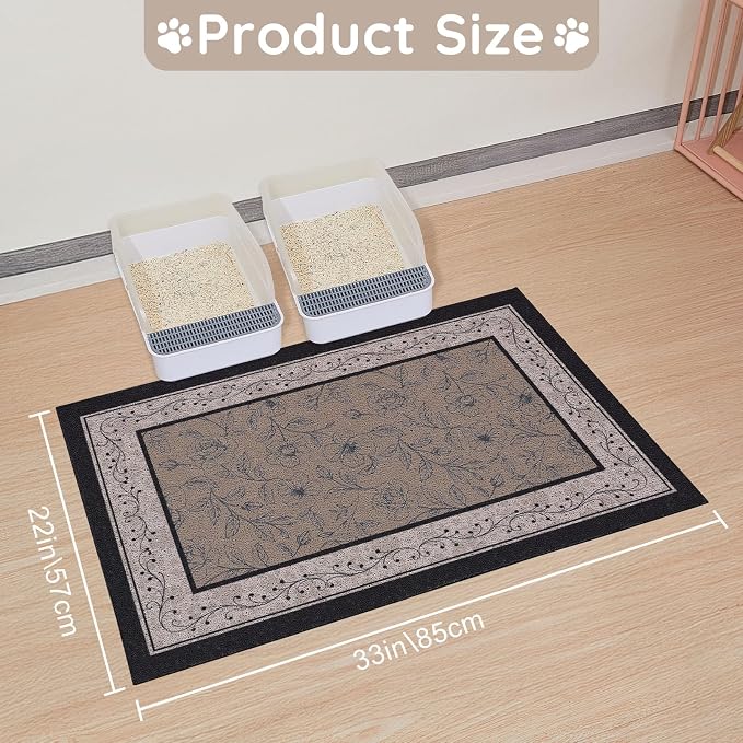 33"x22" Cat Litter Mat Waterproof Non-Slip Litter Trapping Pad | Soft Mesh Litter Box Mat With A Decorative Pattern Captures Scatter Effectively To Keep Floors Clean And Tidy - Image 8