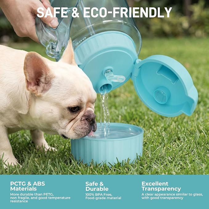 Dog & Mom Water Bottle 40.58oz with Detachable Bowl for Travel | 9.13oz Detachable Bowl, Travel Water Bowl, Leak Proof Pet Water Dispenser, BPA-Free, Hiking, Walking, Camping, Beach - Image 3