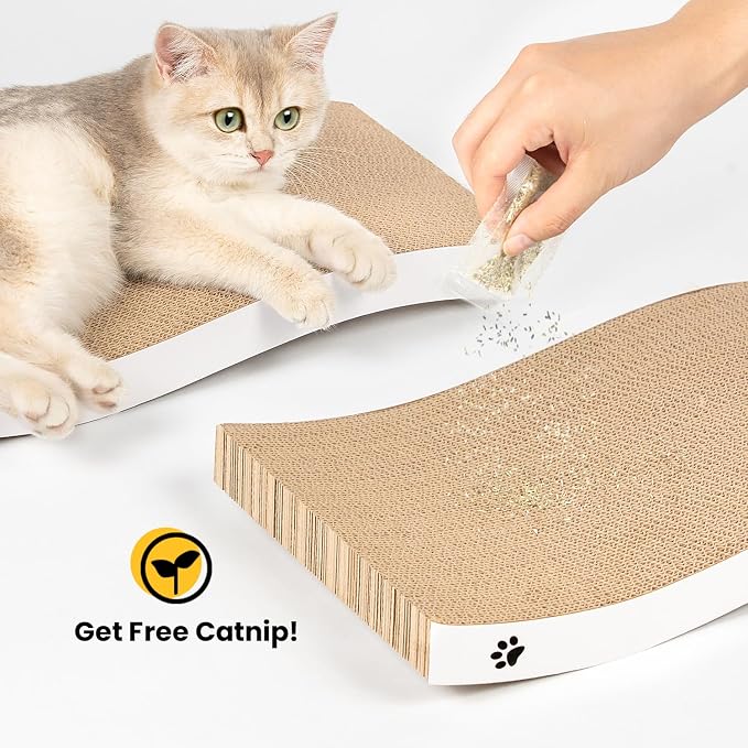 Cat Scratcher, Durable Scratch Pad, Corrugated Cardboard Scratching Board for Indoor Cats, Heavy Duty, Double-Sided Usability, Recyclable, with Catnip, Large, 2 Pack - Image 9