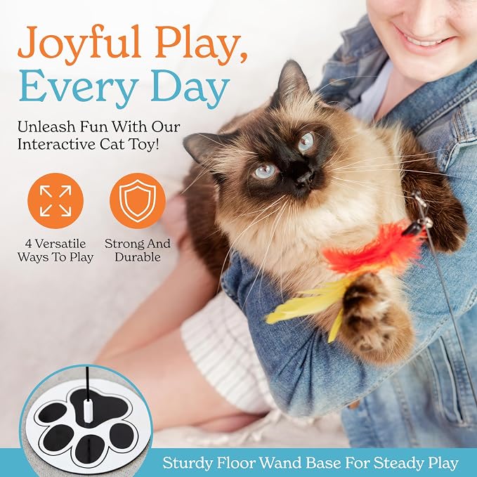 Interactive Cat Toys for Indoor Cats, Cat Toy Wand, 18 Feather Attachments | Explore four unique ways to play, Attach dual suction cups to windows, Keep your indoor cat busy for hours, - Image 7