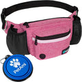 PetAmi Dog Fanny Pack, Treat Pouch for Dog Walking Training, Pink | Built in Poop Bag Dispenser, Water Bottle Holder, Collapsible Bowl, Pet Treat Waist Belt for Hiking Running Kibbles by PetAmi